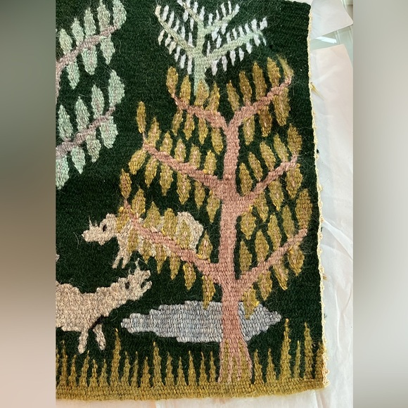 Handcrafted Tapestry with Forest Animals handmade rug wall hanging - Picture 2 of 15